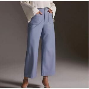 Maeve Colette Anthropologie Lavender/blue Wide Leg Cropped Pants Vegan Leather